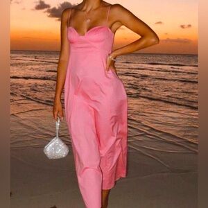 Pink Zara Cotton Midi Dress